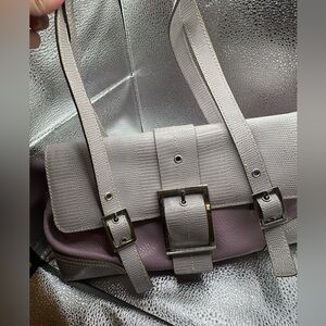 Maxx New York two tone shoulder bag with silver hardware. Genuine leather.